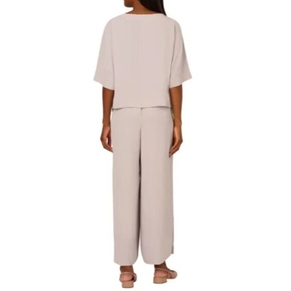 NEW Adrianna Papell Women's Set L 2 Piece Polyester Flare pants/ Kimono Crop Top - Picture 3 of 11